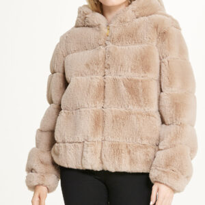 Short Faux Fur With Hood Mink