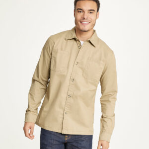 Men's Long Sleeve Shirt Jacket Stretch Twill