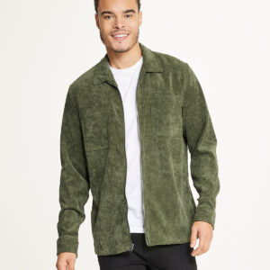 Men's Long Sleeve Corduroy Shirt Jacket (Zip Front)