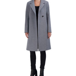 Asymmetrical Wool Blend Coat Light Grey