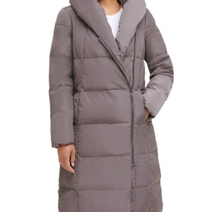 Asymmetrical Pillow Collar Down Coat Carbon