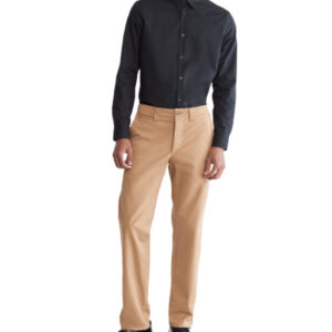 Long Sleeve Solid Stretch Slim Woven Shirt Black