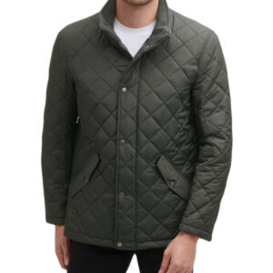 Mens Quilted Barn Coat Dark Green