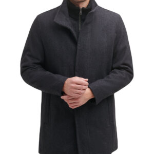 Mens Wool Melton Coat Charcoal