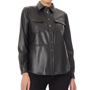 Faux Leather Utility Blouse