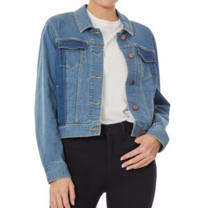 Colorblock Denim Jacket with 2 Front Pockets