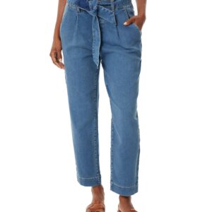 Tie Front High Rise Straight Ankle Jeans