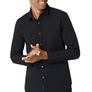 Long Sleeve Stripe Text Performance Woven