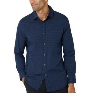 Long Sleeve Stripe Text Performance Woven