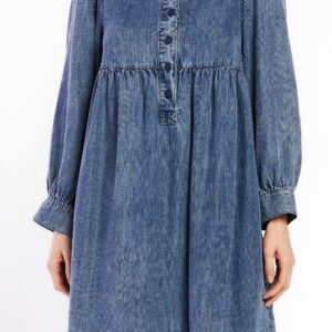 7/8 Cuffed Balloon Sleeve Popover Baby Doll Dress