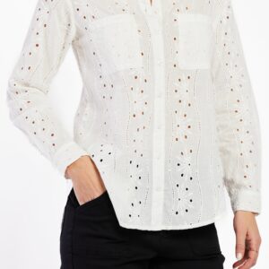 Anise Long Sleeve Eyelet Button Down Shirt