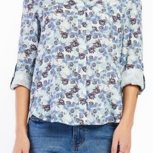 Elisa Rolled Tab Sleeve Button Down Shirt