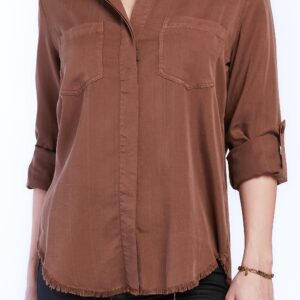 Riley Rolled Tab Sleeve Button Down Shirt Double Chest Pockets