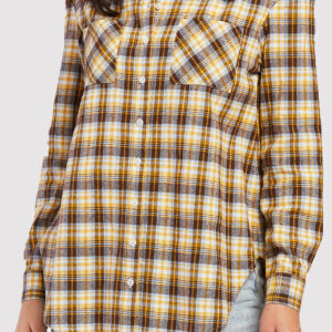 Long Sleeve Button Down Shirt, Chest Patch Pockets Shirred Shoulder Detail