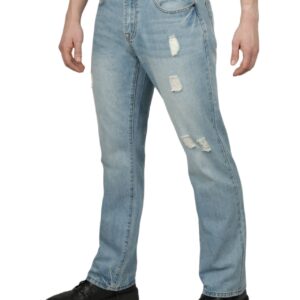 Distressed Treatment Rigid Slim Boot Cut Jean