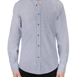Dark Blue Checkered Dress Shirt