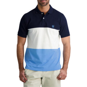 Chaps Men's Classic Fit Short Sleeve Recycled Poly Blend Colorblock Pique Polo
