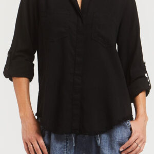Riley Rolled Tab Sleeve Button Down Shirt Double Chest Pockets