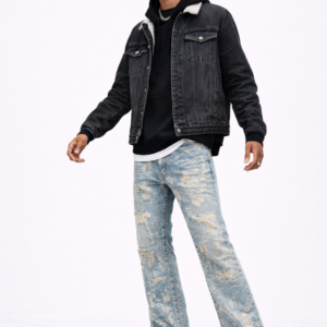 Men's Distressed Straight Flare Jeans
