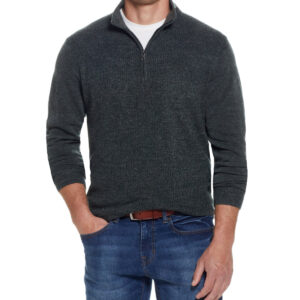 Soft Touch Waffle 1/4 Zip Sweater Evergreen