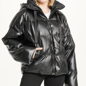 Vegan Leather Puffer Coat