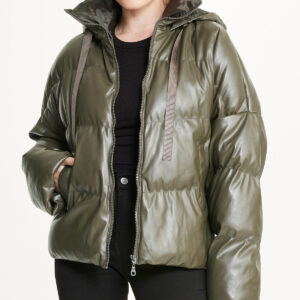 Vegan Leather Puffer Coat