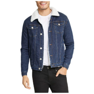 Sherpa Collar Dark Blue Denim Jacket