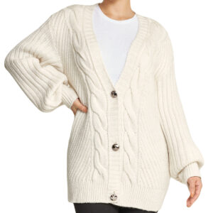 Deep V Cable Cardigan