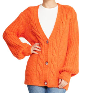 Deep V Cable Cardigan