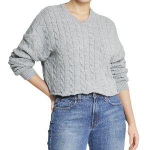 Cropped Boxy Cable Knit Sweater