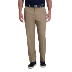Haggar Men's Cool Right Performance Flex Classic Fit Pant Khaki Heather