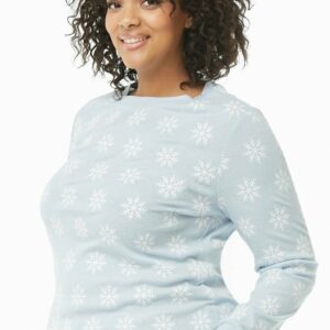 Plus Size Snowflake Print Thermal