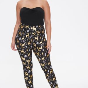 Plus Size Reindeer Print Leggings