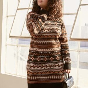 Plus Size Ornate Sweater Dress