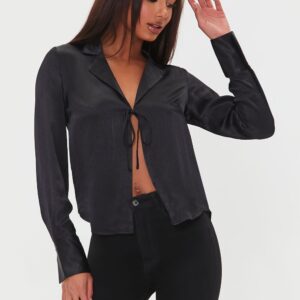 Tie-Front Satin Top