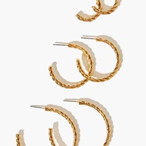 Twisted Open-End Hoop Earring Set