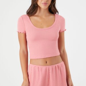 Lettuce-Edge Tee & Pajama Shorts Set