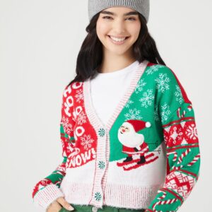 Skiing Santa Cardigan Sweater