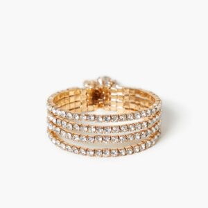 Rhinestone Box Chain Cuff Bracelet