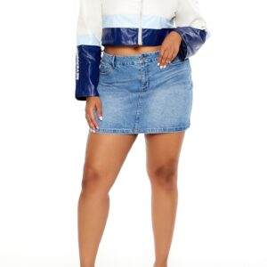 Plus Size Denim Mini Skirt