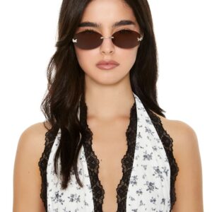 Butterfly Rimless Oval Sunglasses