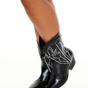 Embroidered Cowboy Booties (Wide)