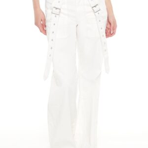 Buckled Twill Wide-Leg Pants