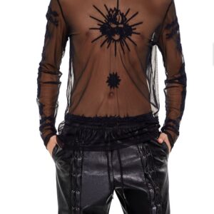 Embroidered Sheer Mesh Top