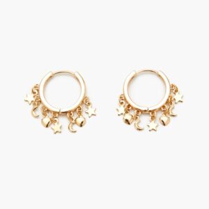 Star & Moon Huggie Hoop Earrings