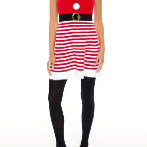 Hooded Striped Santa Mini Dress