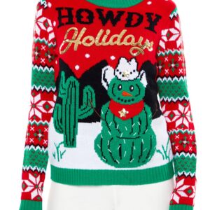 Howdy Holidays Cactus Snowman Sweater