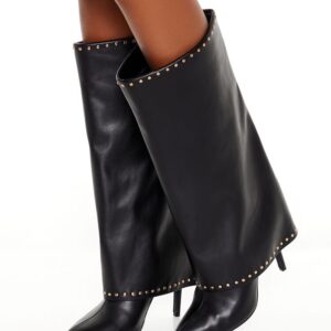 Studded Knee-High Overlay Boots