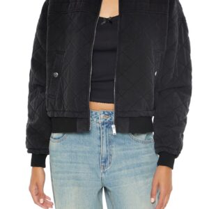 Quilted Zip-Up Bomber Jacket