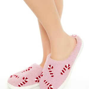 Plush Candy Cane House Slippers